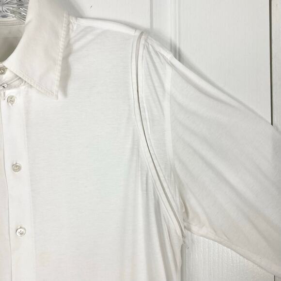 Nwot Y-3 YOHJI YAMAMOTO ADIDAS Dress Shirt M White Zip-Off-Collar&Long-Slv BtnUp - Picture 4 of 16